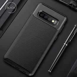 DIGITAL STAR Galaxy S10  Frosted Carbon Fiber Shockproof Soft Case