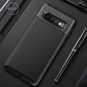 DIGITAL STAR Galaxy S10 Plus Frosted Carbon Fiber Shockproof Soft Case