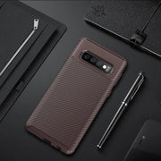 DIGITAL STAR Galaxy S10 Plus Frosted Carbon Fiber Shockproof Soft Case
