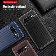 DIGITAL STAR Galaxy S10 Plus Frosted Carbon Fiber Shockproof Soft Case