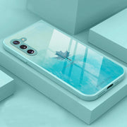 DIGITAL STAR Watercolor Mapple Leaf Glass Case - Samsung