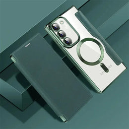 DIGITAL STAR Magnetic Magsafe Genuine Leather Flip Case - Samsung