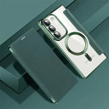 DIGITAL STAR Magnetic Magsafe Genuine Leather Flip Case - Samsung