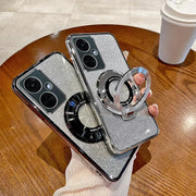 DIGITAL STAR Glitter Ring Grip Transparent Case - OnePlus Nord