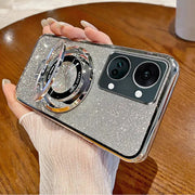 DIGITAL STAR Glitter Ring Grip Transparent Case - OnePlus Nord