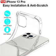 DIGITAL STAR Cover Compatible with iPhone 13 Pro Clear Case | Soft Flexible Slim-Fit Full Body 360 Protection Shock Proof TPU Back Cover (Transparent)