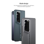 DIGITAL STAR Matte Case Compatible with Samsung Galaxy Z Fold 5 Ultra Thin Hard PC with Front Glass Cover Glossy Camera Protection, Black