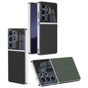 DIGITAL STAR for Samsung Galaxy S25 Ultra Black Leather and Glossy Camera Protection Body