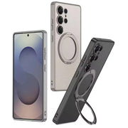 DIGITAL STAR Ultra Hybrid Premium Leather Case Compatible with Samsung Galaxy S25 Ultra Case,Compatible with Kicksta,with 360°Rotatable Magnetic Ring Stand,Matte Slim Phone