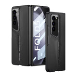 DIGITAL STAR Matte Case Compatible with Samsung Galaxy Z Fold 5 Ultra Thin Hard PC with Front Glass Cover Glossy Camera Protection, Black
