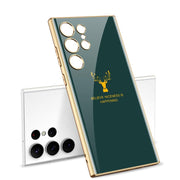 DIGITAL STAR Back Cover Samsung Galaxy S24 Ultra Glossy Black and Gold Deer Shockproof Phone Cover