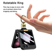 DIGITAL STAR  Galaxy Z Flip 6 Case - Ultra-Thin Leather with Exclusive Z Ring, Built-in Screen Protector, Slim and Stylish Phone Case for Samsung Galaxy Z Flip 6 Case