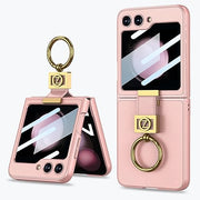 DIGITAL STAR  Galaxy Z Flip 6 Case - Ultra-Thin Leather with Exclusive Z Ring, Built-in Screen Protector, Slim and Stylish Phone Case for Samsung Galaxy Z Flip 6 Case