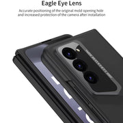 DIGITAL STAR Matte Case Compatible with Samsung Galaxy Z Fold 5 Ultra Thin Hard PC with Front Glass Cover Glossy Camera Protection, Black