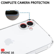 DIGITAL STAR Best Camera Protection Back Cover Case Compatible with iPhone 16 | Ultra Clear Soft Case  Inbuilt Dust Plugs & Anti-Slip Grip  Slim & Protective Cover (Transparent)