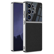 DIGITAL STAR for Samsung Galaxy S25 Ultra Black Leather and Glossy Camera Protection Body