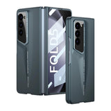 DIGITAL STAR Matte Case Compatible with Samsung Galaxy Z Fold 5 Ultra Thin Hard PC with Front Glass Cover Glossy Camera Protection, Black