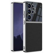 DIGITAL STAR for Samsung Galaxy S25 Ultra Black Leather and Glossy Camera Protection Body