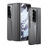DIGITAL STAR Matte Case Compatible with Samsung Galaxy Z Fold 5 Ultra Thin Hard PC with Front Glass Cover Glossy Camera Protection, Black