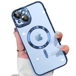 DIGITAL STAR  Logo Electroplating Transparent Case for iPhone 14 Plus Case 6.7 inch 2022, Luxury Electroplated TPU Cover, Individual Camera Protection for Each Lens Bumper Case
