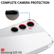 DIGITAL STAR Back Cover Soft Case Compatible with Samsung Galaxy S25 5G | Best Camera Protection | Inbuilt Dust Plugs & Anti-Slip Grip | Ultra Clear Slim Back Cover Silicone, Transparent