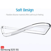 DIGITAL STAR Back Cover Soft Case Compatible with Samsung Galaxy S25 5G | Best Camera Protection | Inbuilt Dust Plugs & Anti-Slip Grip | Ultra Clear Slim Back Cover Silicone, Transparent