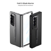 DIGITAL STAR Matte Case Compatible with Samsung Galaxy Z Fold 5 Ultra Thin Hard PC with Front Glass Cover Glossy Camera Protection, Black
