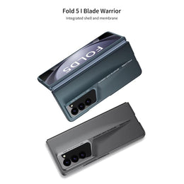 DIGITAL STAR Matte Case Compatible with Samsung Galaxy Z Fold 5 Ultra Thin Hard PC with Front Glass Cover Glossy Camera Protection, Black