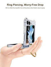 DIGITAL STAR Z Flip 5 Case with Ring Stand | Galaxy Z Flip 5 Clear Airbag Case with High-Transparency Soft Film Protective Cover for Samsung Galaxy Z Flip 5