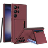 DIGITAL STAR Hybrid Premium Leather Case for Samsung Galaxy S24 Ultra   Back Case with Card Holder Kickstand, Slim Protective Case