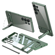 DIGITAL STAR  Back Cover for Samsung Galaxy S24 Ultra Electroplated Edge to Edge Transparent Case with Kickstand