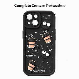digital star Back Case Cover Compatible with iPhone 15 Plus | Cute Fun Cartoon 3D Ball Coffee Silicone Case
