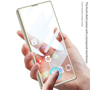 DIGITAL STAR Samsung Galaxy Z Fold 6 Luxury Gold Plating Deer Glass Case with Font Glass