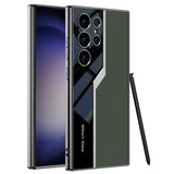 DIGITAL STAR Samsung Galaxy S24 Ultra GKK Electroplated Lens Pro Case Half Leather Half Glass with Camera Protection