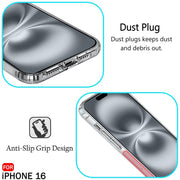 DIGITAL STAR Best Camera Protection Back Cover Case Compatible with iPhone 16 | Ultra Clear Soft Case  Inbuilt Dust Plugs & Anti-Slip Grip  Slim & Protective Cover (Transparent)