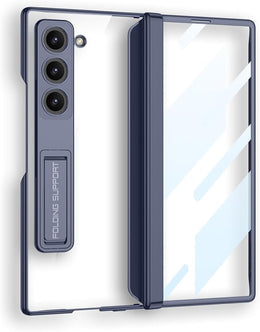 DIGITAL STAR Case for Samsung Galaxy Z Fold 6, Shockproof and Drop-Proof Fashionable Transparent Phone Case with Built-in Screen Protector and Stand