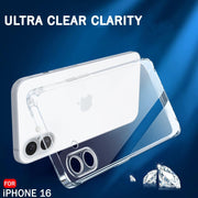 DIGITAL STAR Best Camera Protection Back Cover Case Compatible with iPhone 16 | Ultra Clear Soft Case  Inbuilt Dust Plugs & Anti-Slip Grip  Slim & Protective Cover (Transparent)