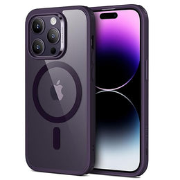 DIGITAL STAR iPhone 14 Pro Max Case, Compatible with Mag Safe, Scratch-Resistant, Thin and Slim, Classic Shockproof Military-Grade Protection, TPU, Magnetic Back Cover, Clear Purple