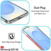 DIGITAL STAR Back Cover Soft Case Compatible with Samsung Galaxy S25 5G | Best Camera Protection | Inbuilt Dust Plugs & Anti-Slip Grip | Ultra Clear Slim Back Cover Silicone, Transparent