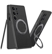 DIGITAL STAR Ultra Hybrid Premium Leather Case Compatible with Samsung Galaxy S25 Ultra Case,Compatible with Kicksta,with 360°Rotatable Magnetic Ring Stand,Matte Slim Phone