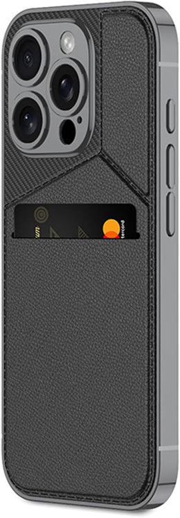 DIGITAL STAR Leather Case for iPhone 16 Slim Phone Cover with Magnetic Suction Card Holder Kickstand Lens Protection Case iPhone 16