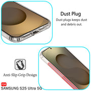 DIGITAL STAR  Back Cover Soft Case for Samsung Galaxy S25 Ultra 5G | Best Camera Protection | Inbuilt Dust Plugs & Anti-Slip Grip | Ultra Clear Slim Cover for Samsung S25 Ultra (Silicone, Transparent)