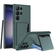 DIGITAL STAR  Ultra Hybrid Premium Leather Case for Samsung Galaxy S24 Ultra Back Case with Card Holder Kickstand, Slim Protective Case Compatible Only for Galaxy S24 Ultra