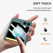 DIGITAL STAR Compatible Hand Strap Case for Samsung Galaxy Z Flip 5 Wristband Case with Camera Screen Protector,  Shockproof PU Leather Cover Protective Flip Phone Case for Samsung Flip 5 5g Case