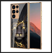 DIGITAL STAR Back Cover Samsung Galaxy S24 Ultra Glossy Black and Gold Lion Shockproof