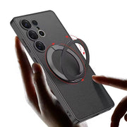 DIGITAL STAR Ultra Hybrid Premium Leather Case Compatible with Samsung Galaxy S25 Ultra Case,Compatible with Kicksta,with 360°Rotatable Magnetic Ring Stand,Matte Slim Phone