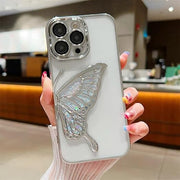 DIGITAL STAR iPhone Case with Luxury Glitter Cute Butterfly Plating Design Aesthetic Women Teen Girls Phone Cases Camera Protection Shockproof Cover