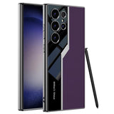 DIGITAL STAR Samsung Galaxy S24 Ultra GKK Electroplated Lens Pro Case Half Leather Half Glass with Camera Protection