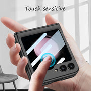 DIGITAL STAR for Samsung Galaxy Z Flip 5 Case Hinge Protection Slim Phone Case with Built-in Screen Protection Protection Compatible with Wireless Charging for Samsung Z flip 5