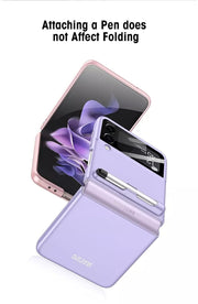 DIGITAL STAR  Z Flip 3 Case with Capacitance Pen for Samsung Galaxy Z Flip 3 5G Case with Pen Slot and Glass Protection
